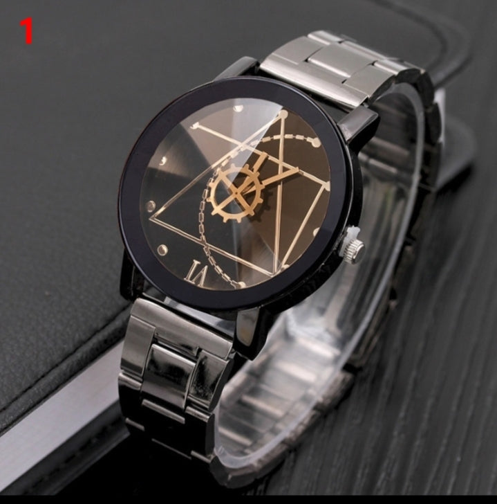 Premium Compass Gear Turntable Steel Couple Watch