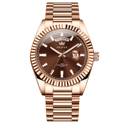 Luminous Waterproof Business Steel Belt Wrist Watch