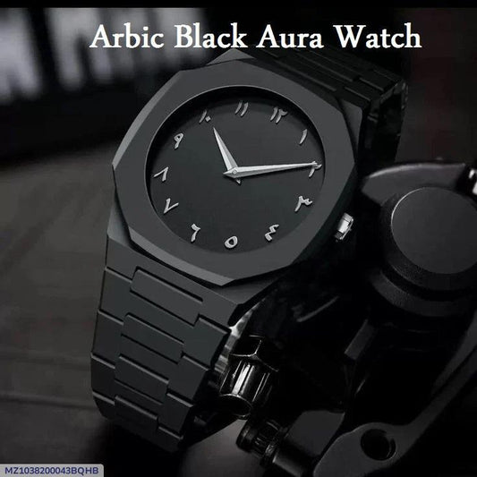 Arabic Aura Men’s Premium Quartz Watch – Black Dial | TrendGear Arabic Aura Watch Home page
