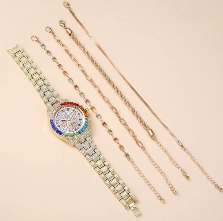 Luxury women’s full diamond watch with stainless-steel strap 