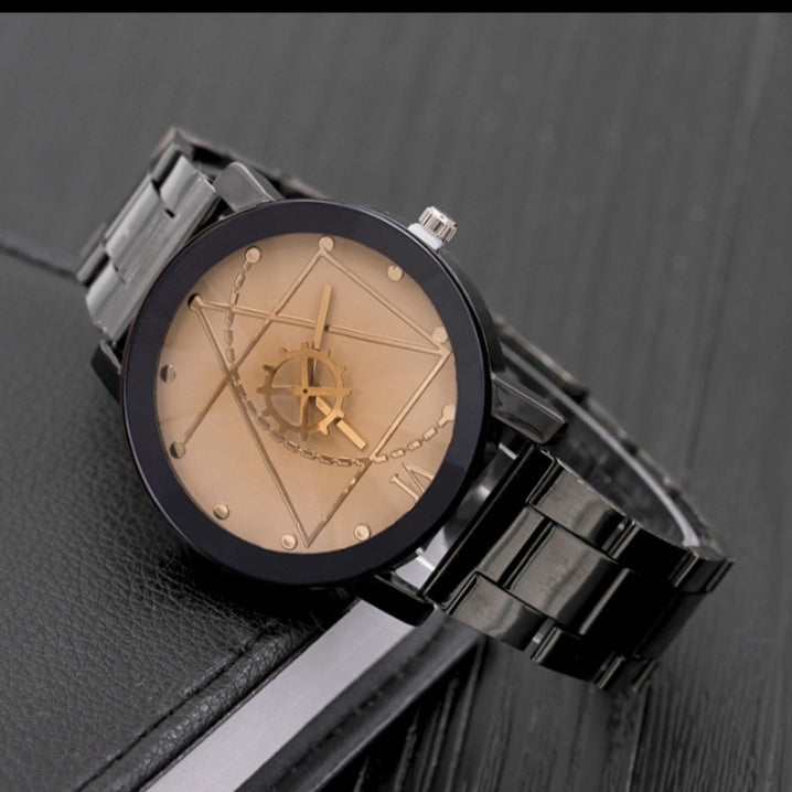 Premium Compass Gear Turntable Steel Couple Watch