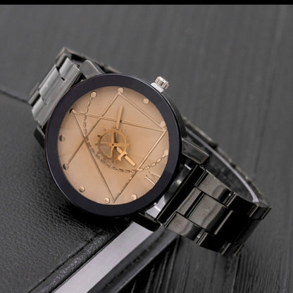Premium Compass Gear Turntable Steel Couple Watch