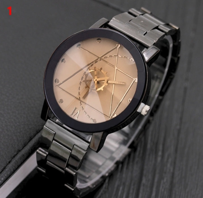 Premium Compass Gear Turntable Steel Couple Watch