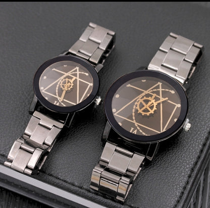 Premium Compass Gear Turntable Steel Couple Watch