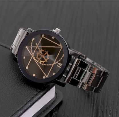 Premium Compass Gear Turntable Steel Couple Watch